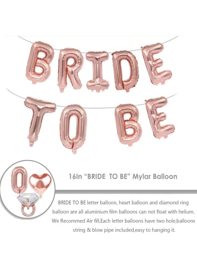 LYNLYN Rose Gold Bride to Be Balloon Decoration Kit, Bachelorette Party and Bridal Shower Balloon Set with Ring and Heart Foil Balloons, Wedding Celebration Decor - Image 4